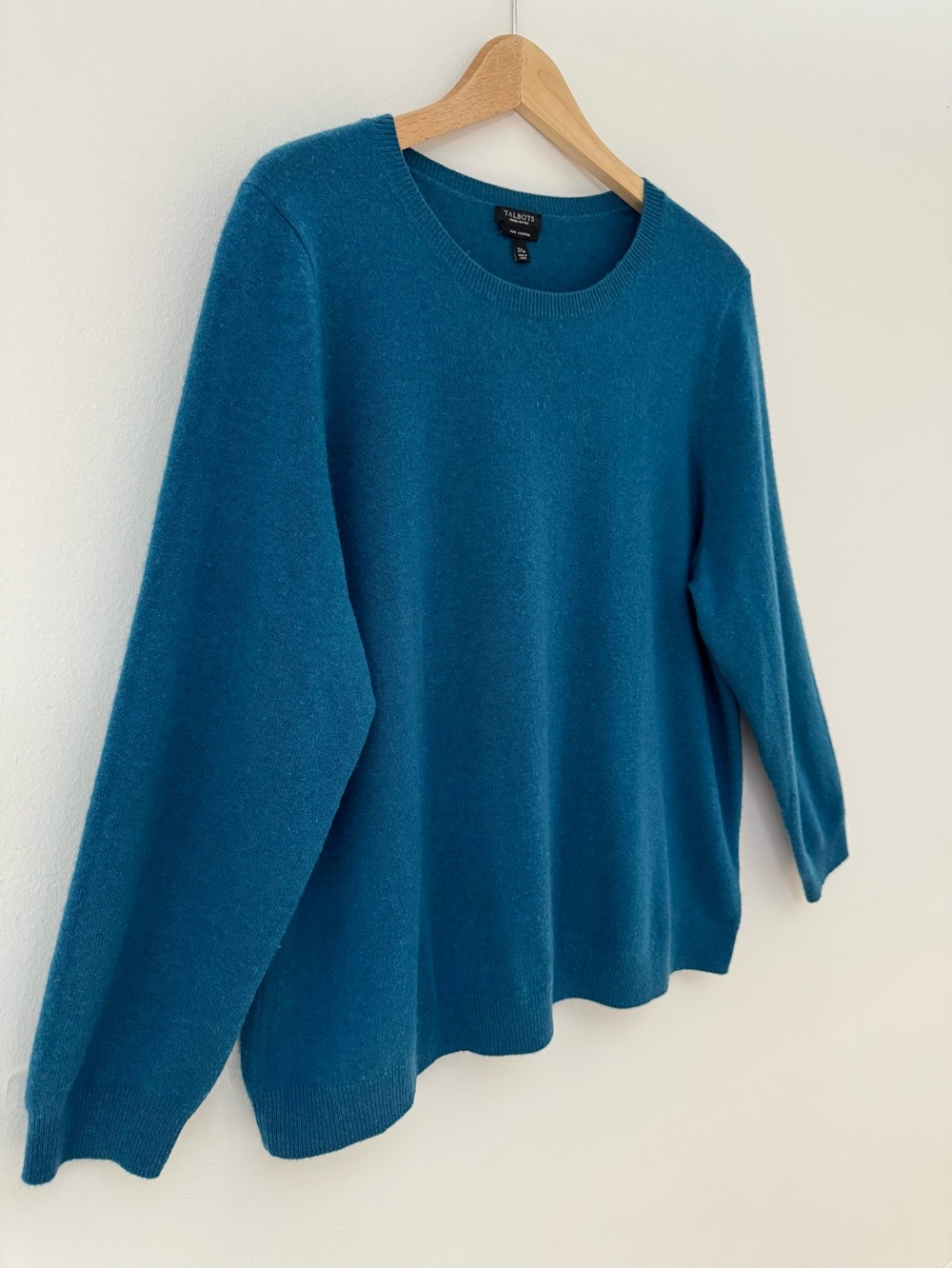 Talbots Audrey 100% Cashmere Sweater Teal Ocean Blue Plus Size 2X Petite 2XP - Picture 5 of 10